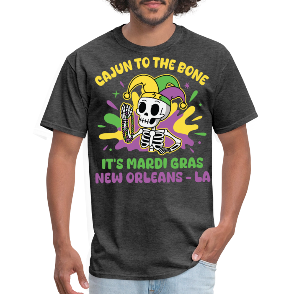 Mardi Gras Skeleton Tee For New Orleans Parade T-Shirt - heather black