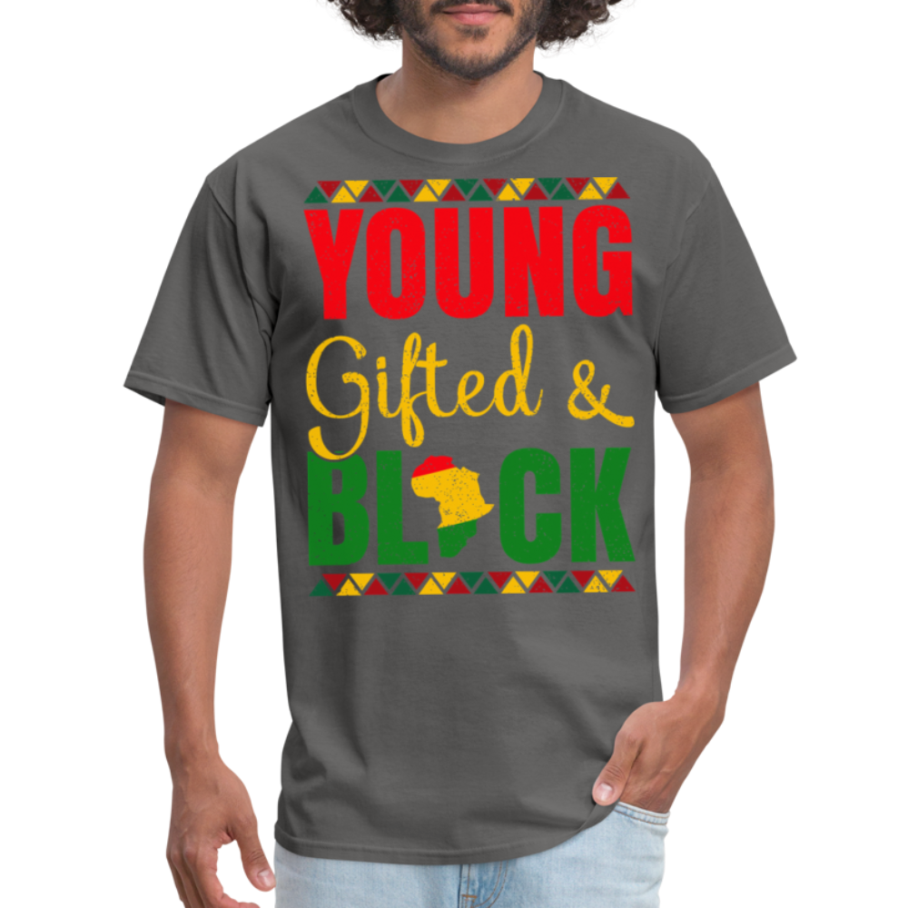 African Heritage Tee Young Gifted and Black T-Shirt - charcoal