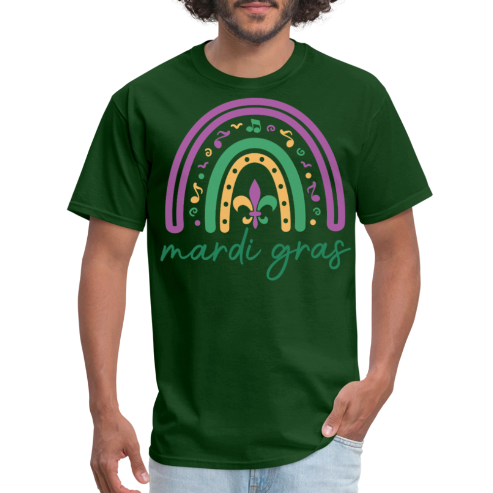 Purple Green Gold Carnival Tee Mardi Gras Rainbow Shirt For Women - forest green