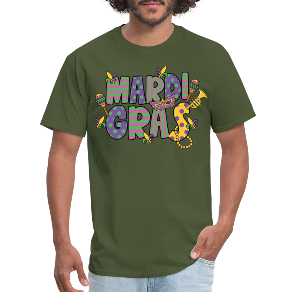 Retro-style Mardi Gras Carnival Tee New Orleans Mardi Gras Party T-shirt - military green