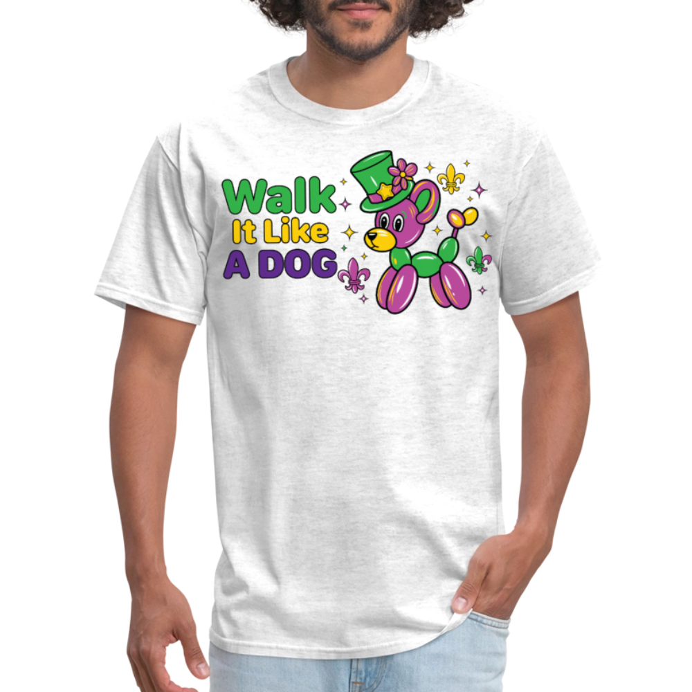 Walk It Like A Dog Tee Mardi Gras Balloon Dog T-shirt - light heather gray