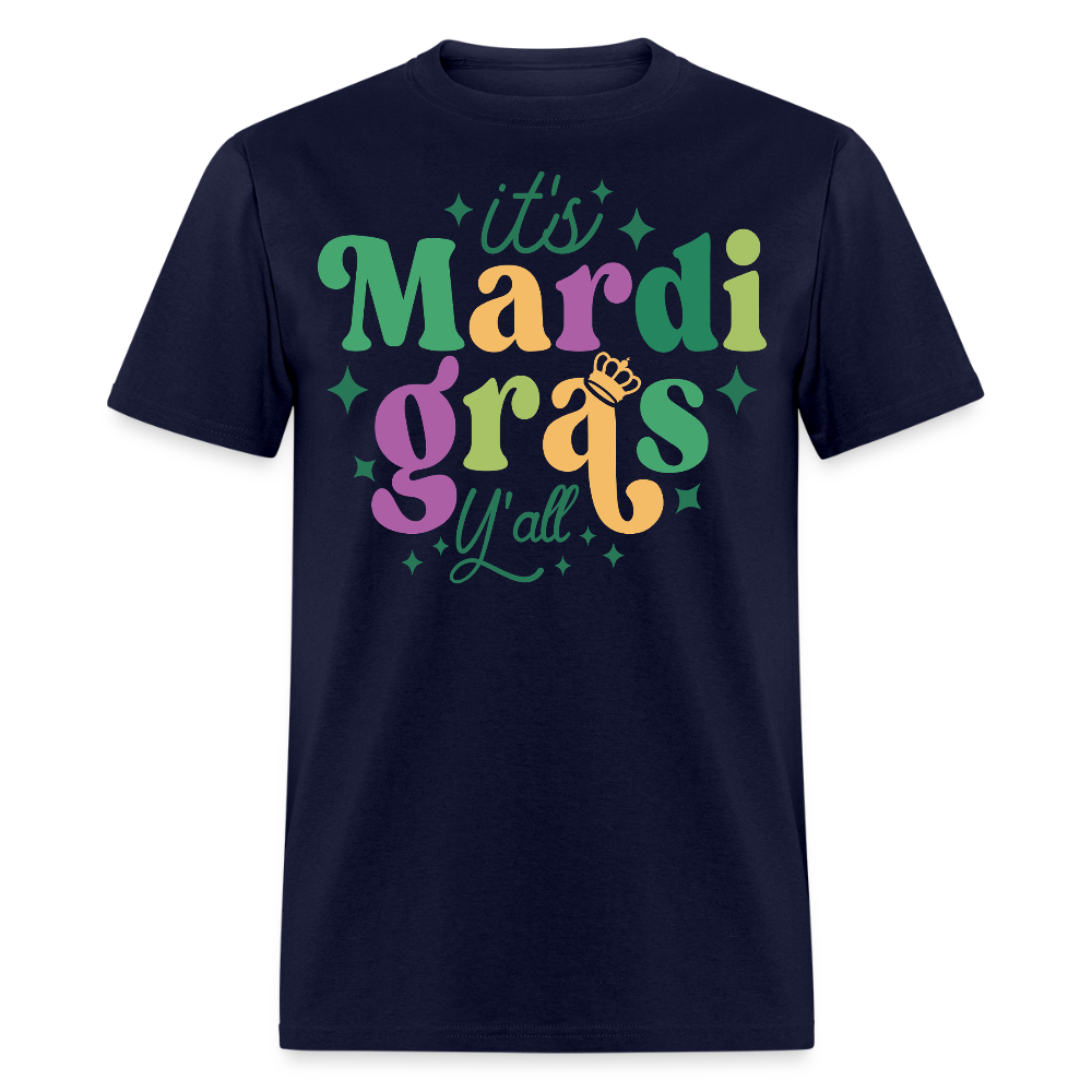 It's Mardi Gras Y'all Crown T-Shirt - navy