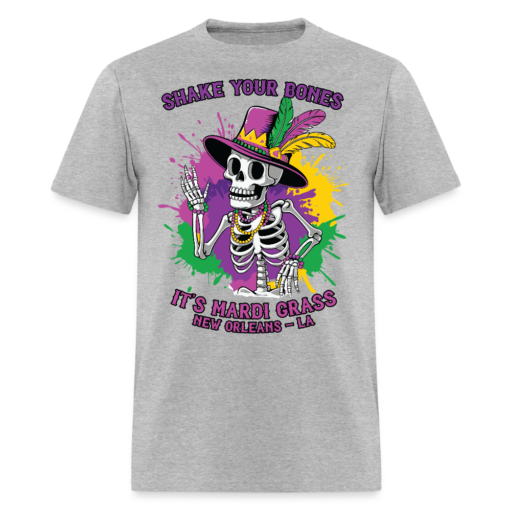 Shake Your Bones Festive Mardi Gras Unisex T-shirt - heather gray