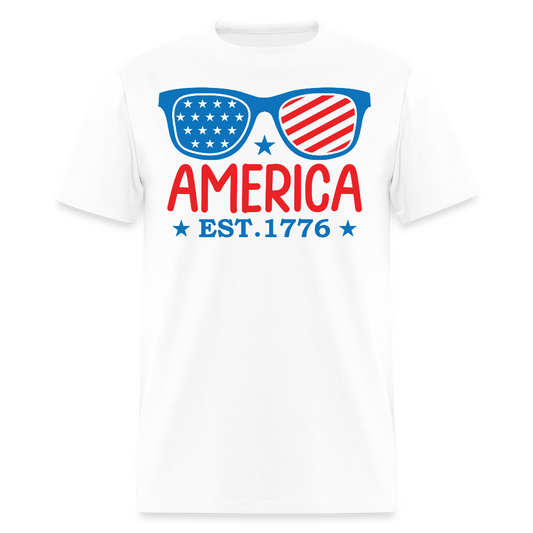 America Est 1776 Summer Patriotic T-Shirt - white