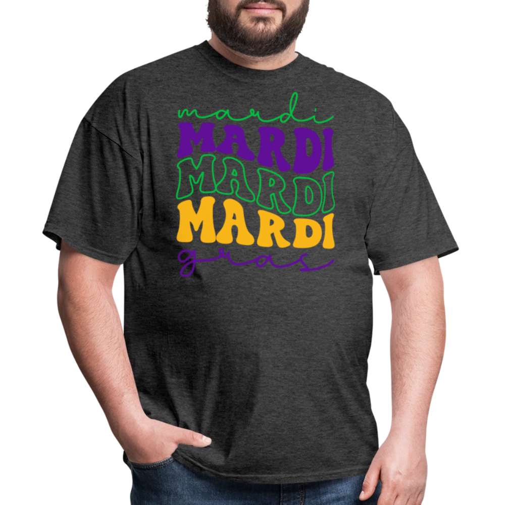 Funny and Stylish Mardi Gras Lettering Unisex T-shirt - heather black