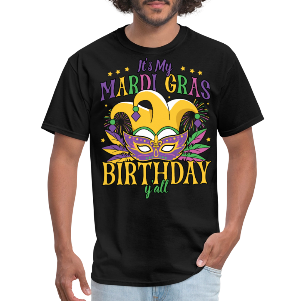 Funny Mardi Gras Birthday Party Outfit Mardi Gras Birthday Y'all T-shirt - black