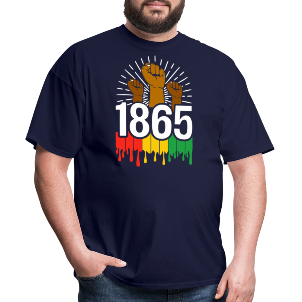 Juneteenth 1865 Tee for Black History Month Raised Fist Revolution T-shirt - navy