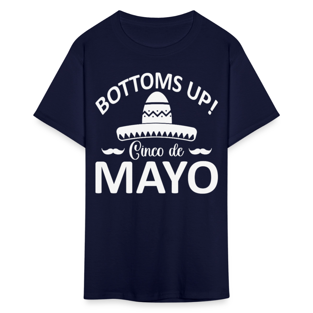 Bottoms Up Cinco de Mayo Tee Funny Mexican Drinking T-shirt - navy