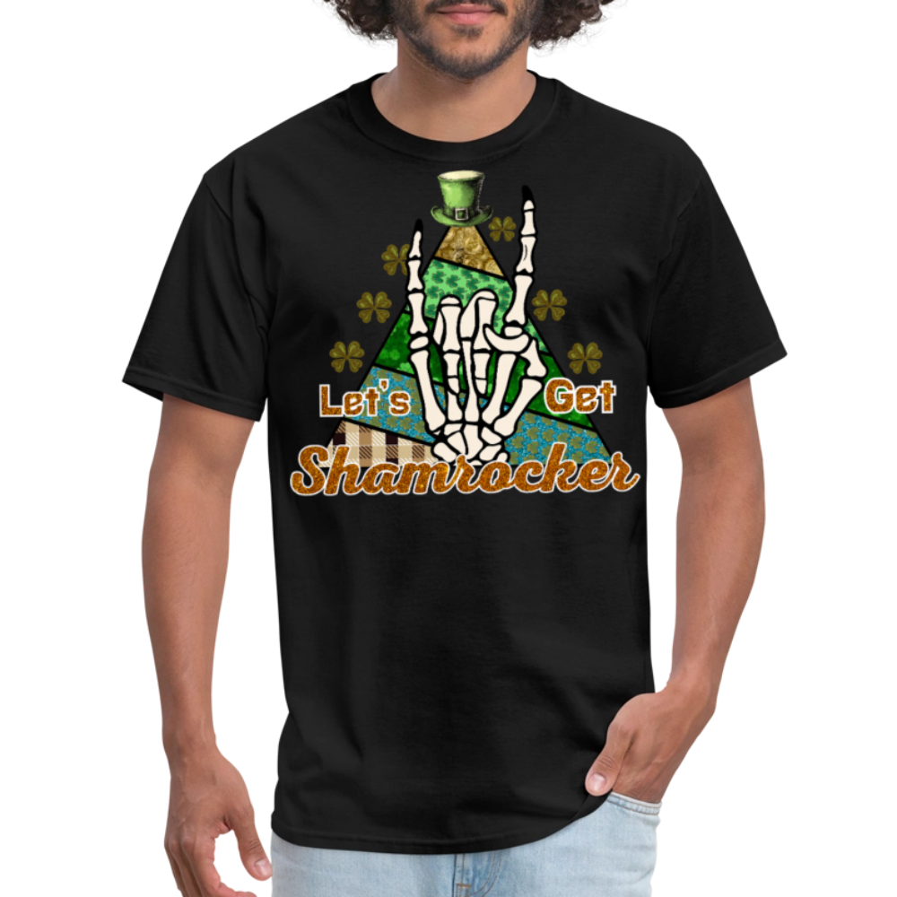 St Patrick’s Day Rock And Roll Skeleton Hand T-shirt - black