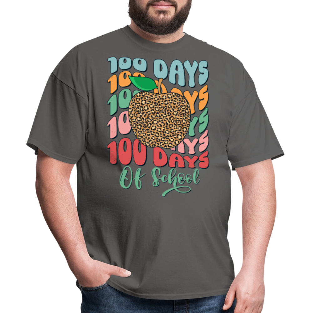 Leopard print 100 Days Of School Teacher Appreciation Gifts T-shirt - charcoal