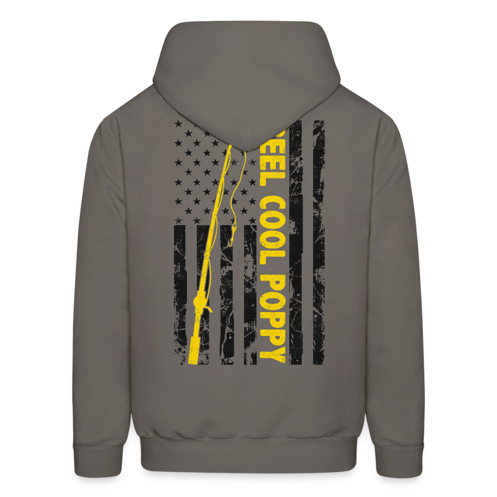 Reel Cool Poppy Patriotic Fishing Father’s day Gifts Hoodie - asphalt gray
