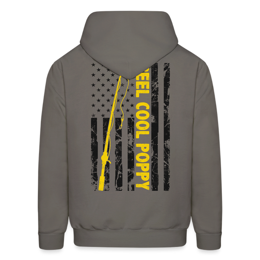 Reel Cool Poppy Patriotic Fishing Father’s day Gifts Hoodie - asphalt gray