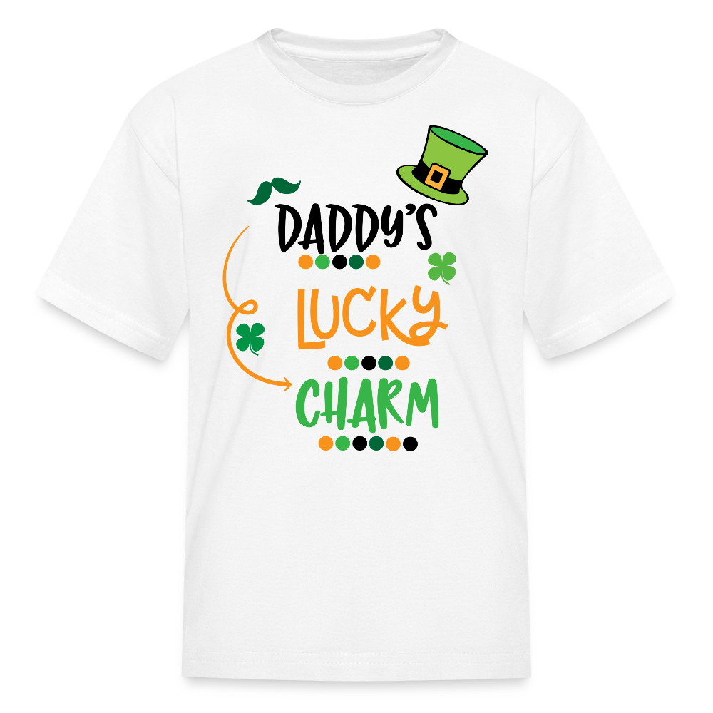 Daddy’s Lucky Charm St Patrick’s Day Kids T-shirt - white