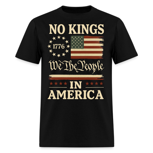 No Kings In America We The People USA Flag T-Shirt - black