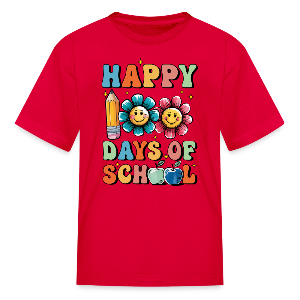 Happy 100 Days Of School Shirt For Kids Back To School Milestone T-shirt - red