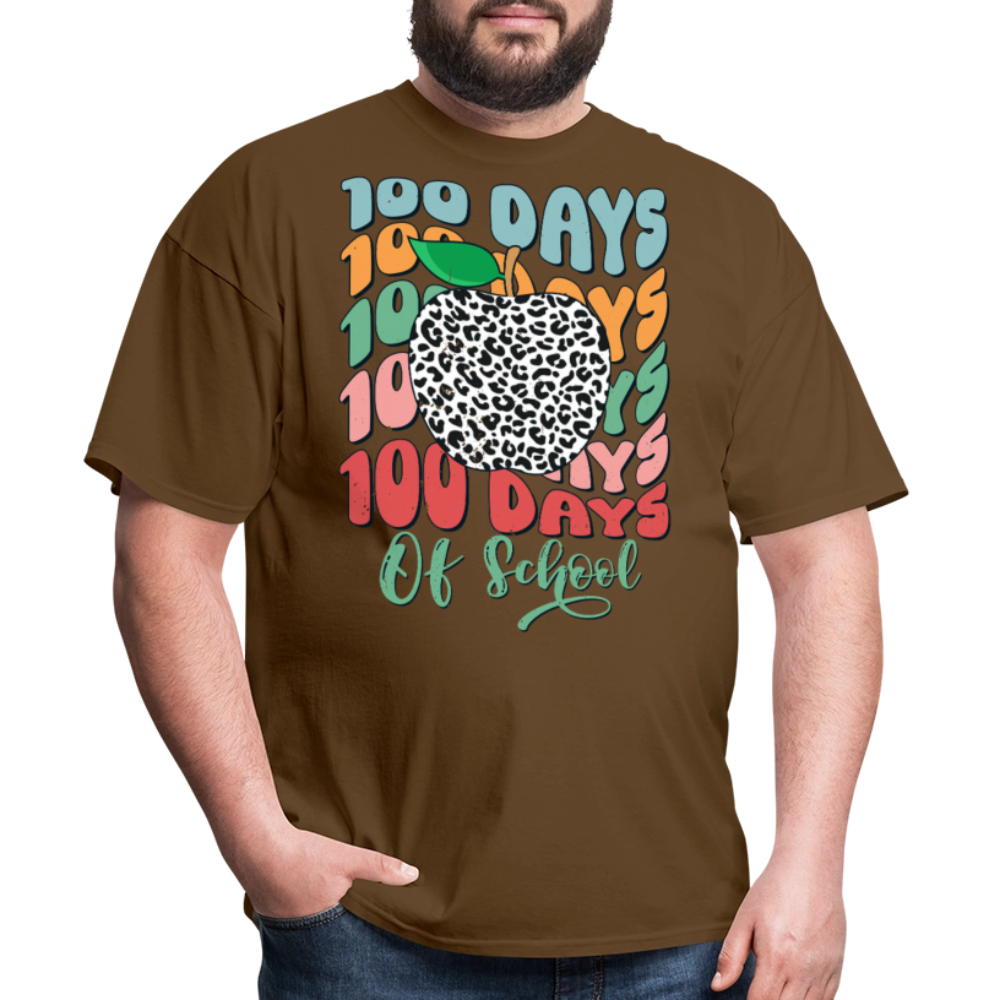 Leopard Print 100 Days of School Tee 100th-day Celebration T-shirt - brown