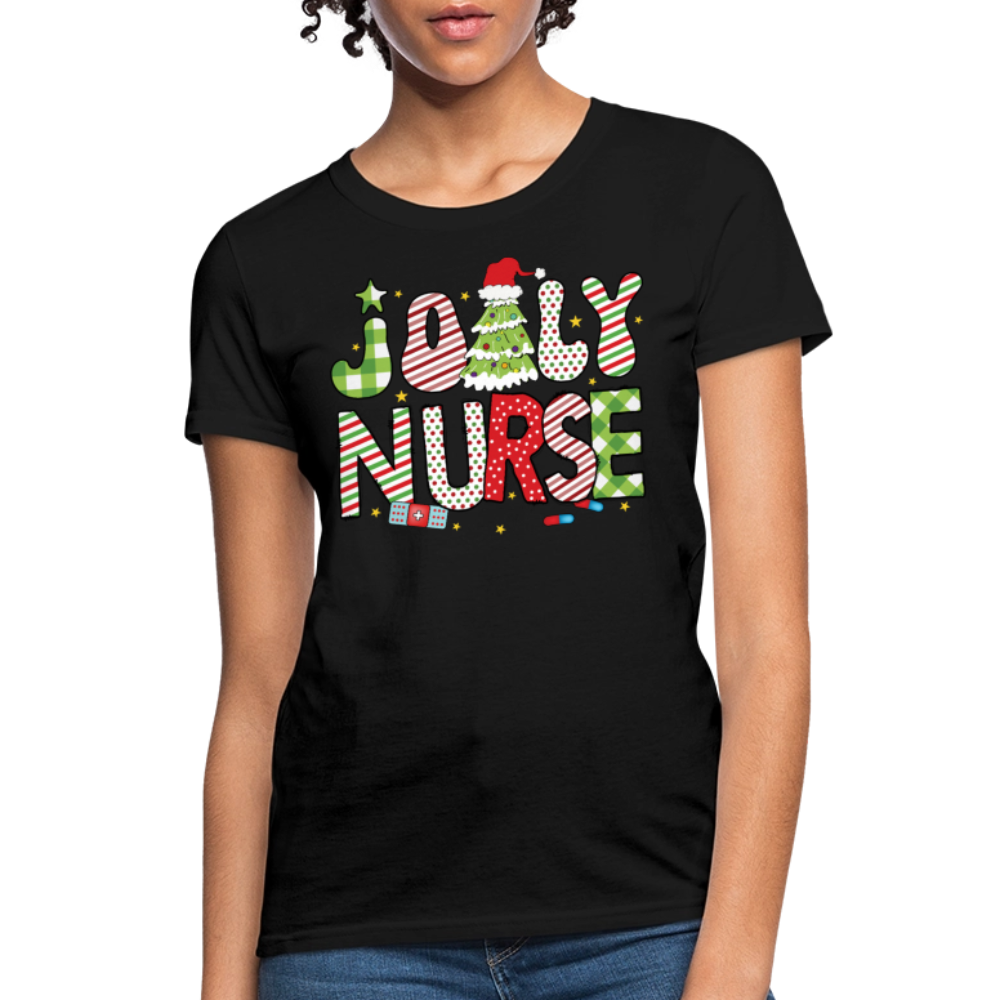 Jolly Nurse Tee Christmas Gift for Nurses T-Shirt - black