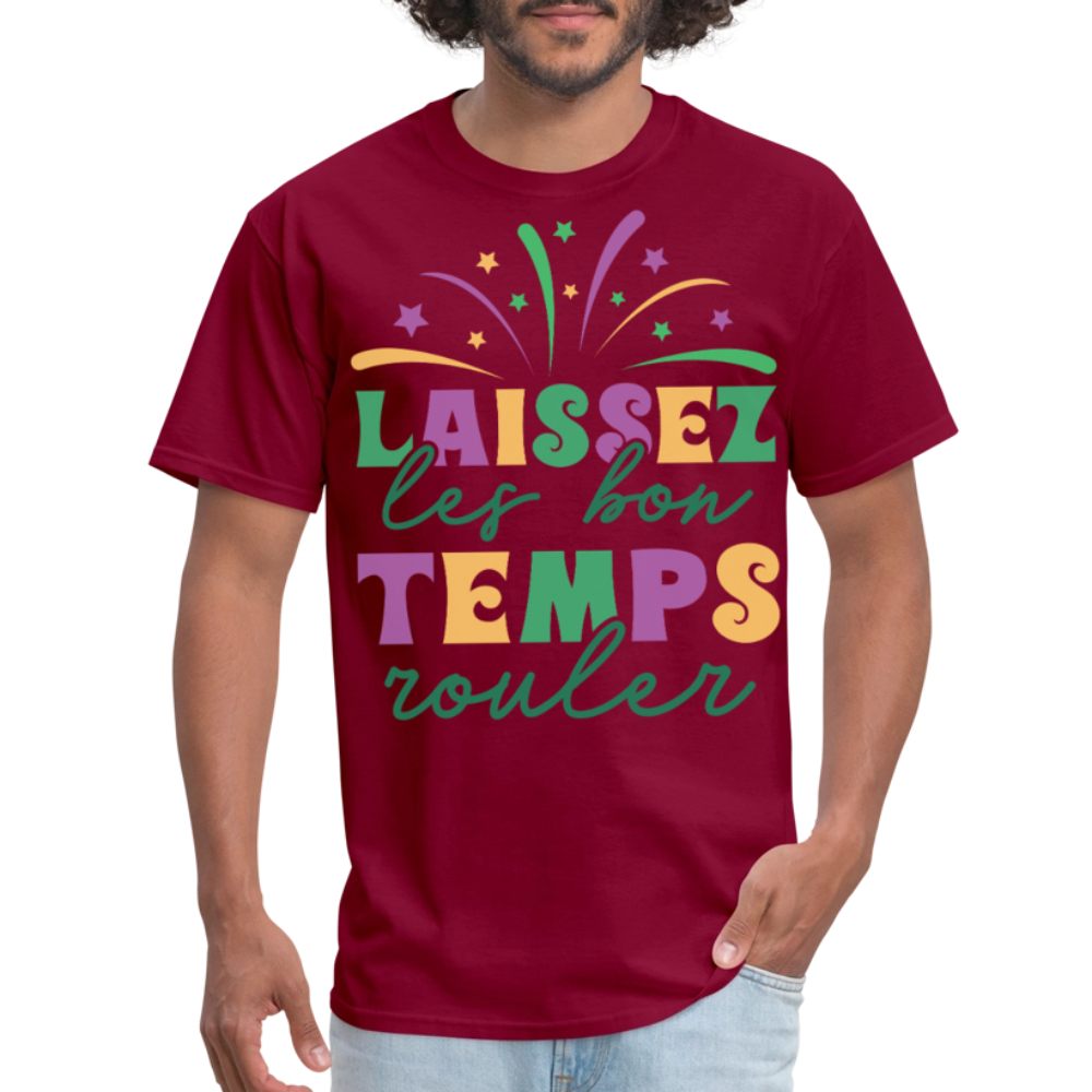 Funny New Orleans Festival Tee Laissez les Bons Temps Rouler T-shirt - burgundy