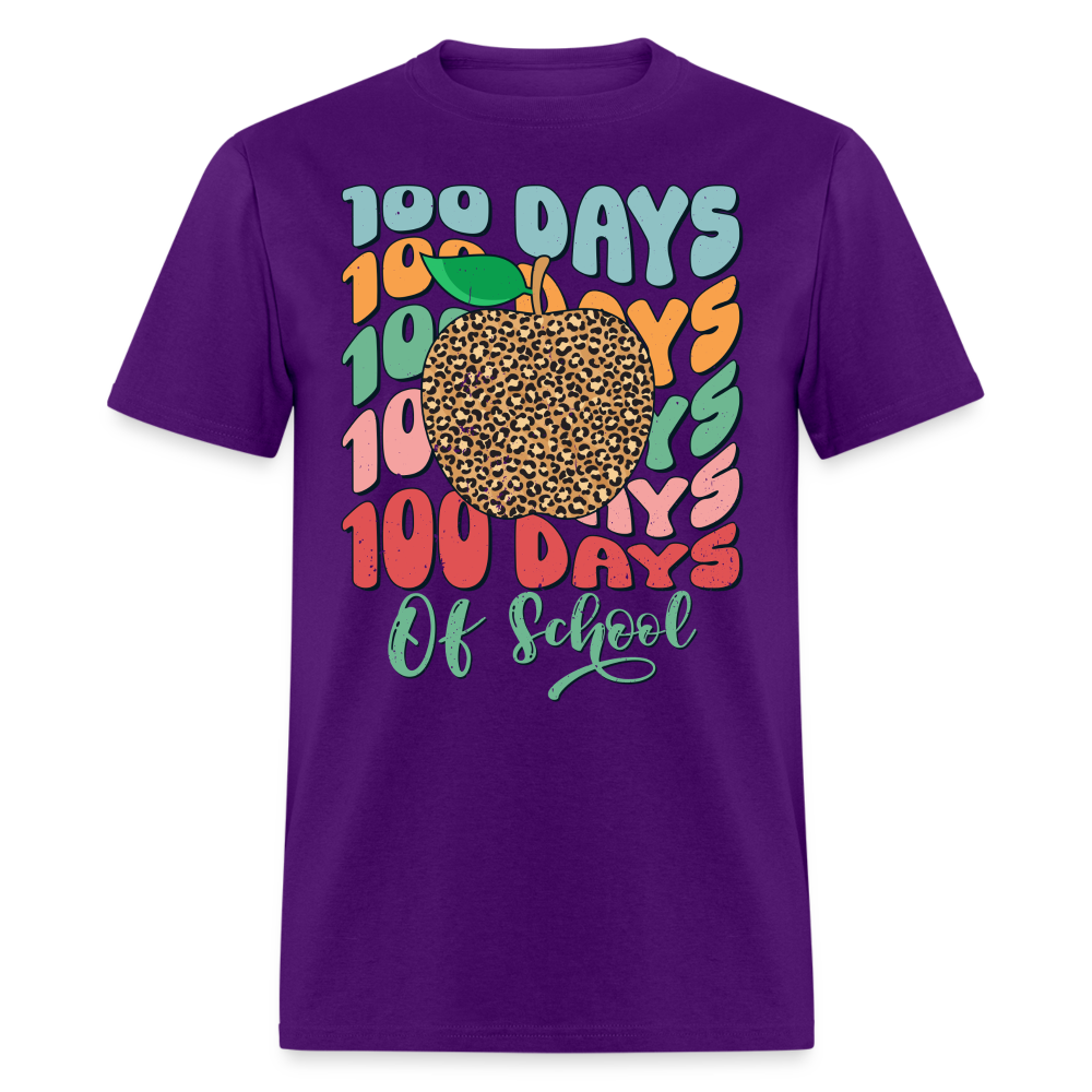 Leopard print 100 Days Of School Teacher Appreciation Gifts T-shirt - purple