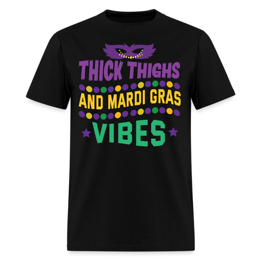Funny New Orleans Party Shirts Thick Thighs And Mardi Gras Vibes T-shirt - black
