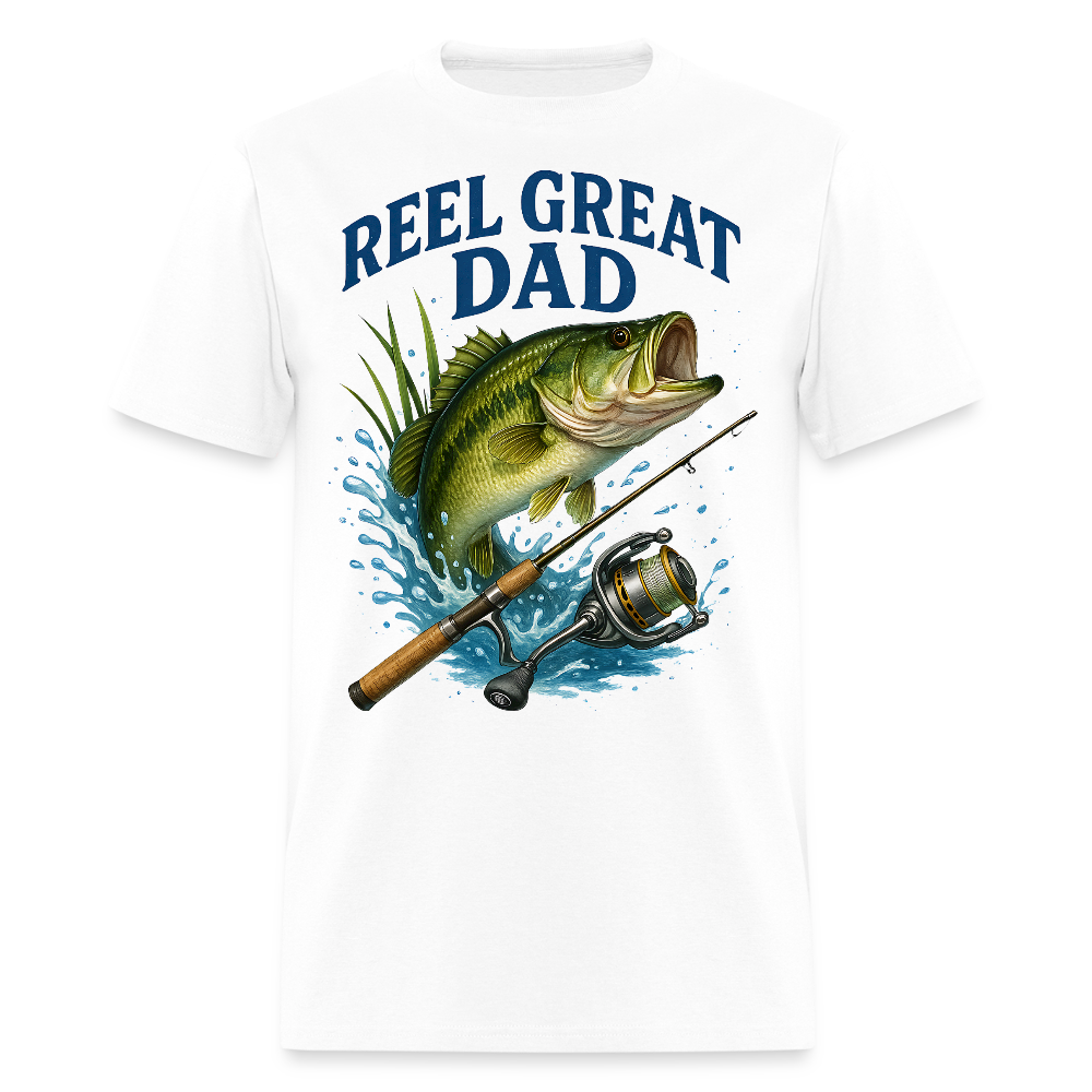 Reel Great Dad Fishing Father's Day T-shirt - white
