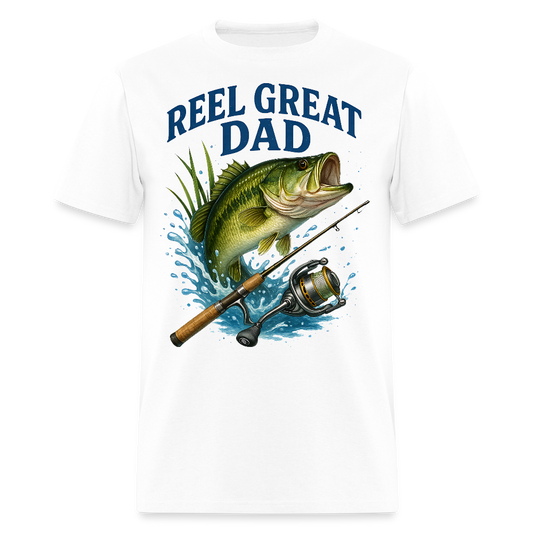Reel Great Dad Fishing Father's Day T-shirt - white