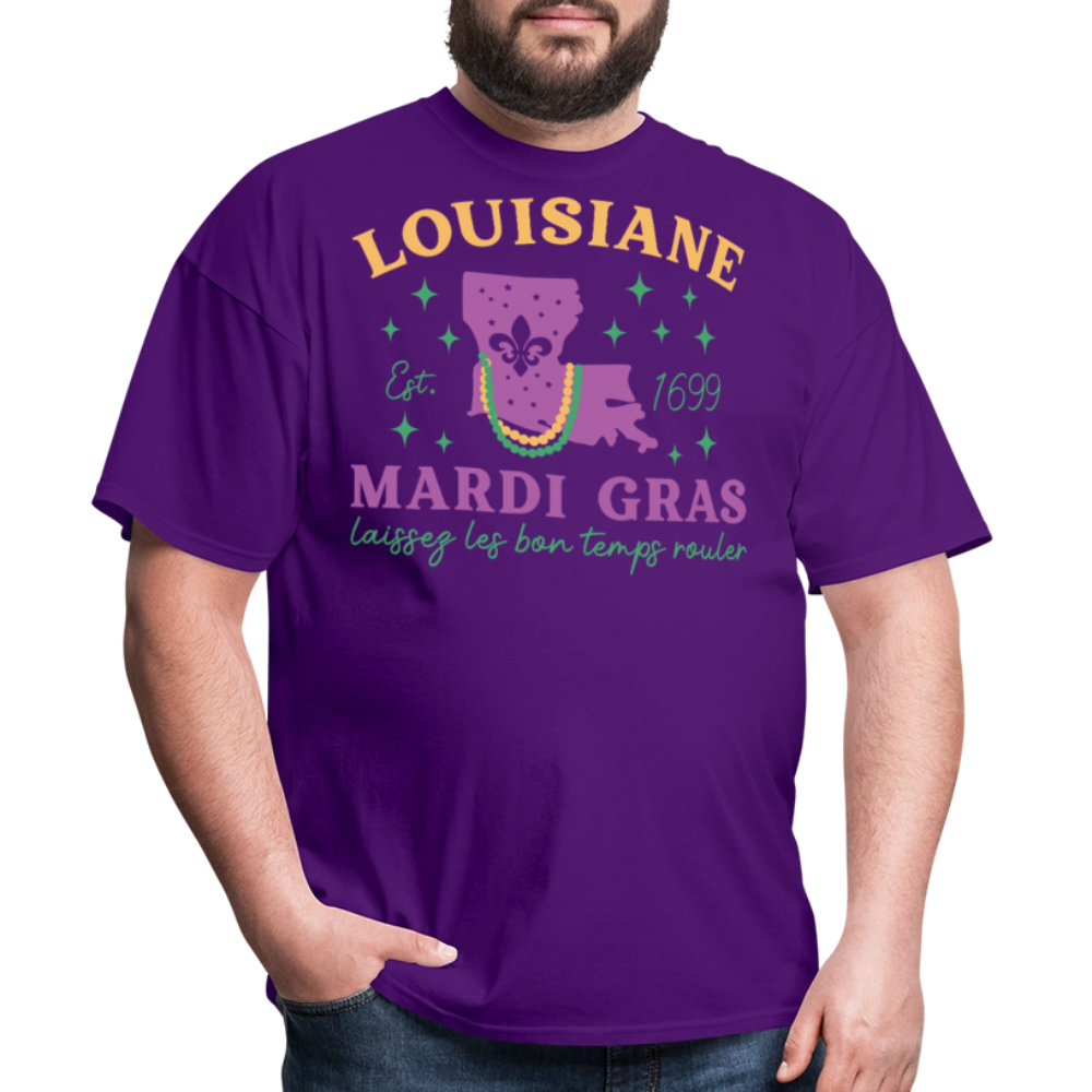 Louisiana State Pride Mardi Gras Tee Laissez Les Bon Temps Rouler T-shirt - purple