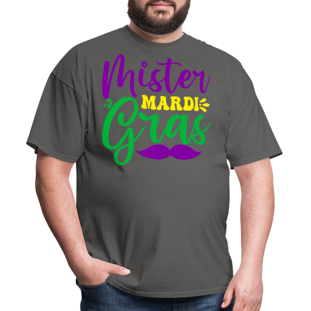 Men's Mardi Gras Graphic Tee Mister Mardi Gras Party T-Shirt - charcoal