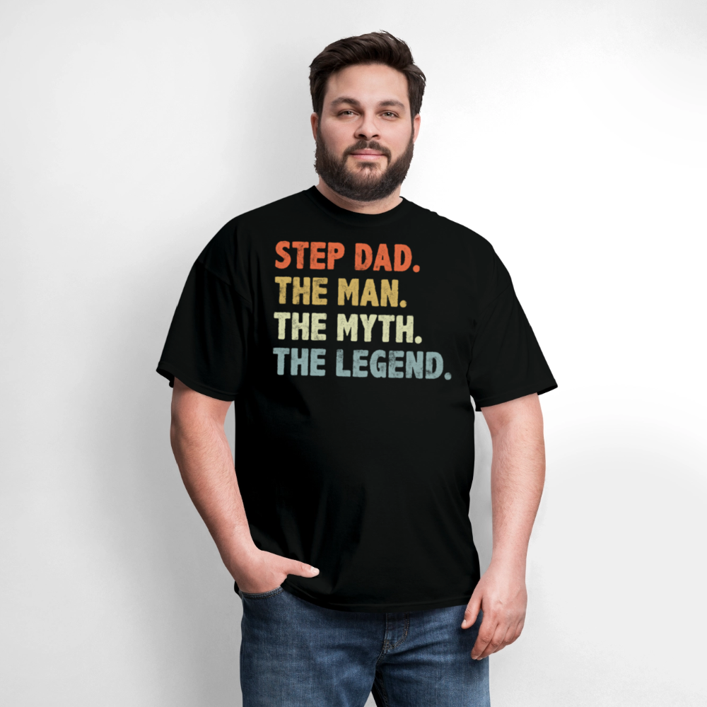 Retro The Man The Myth The Legend Stepdad T-shirt - black