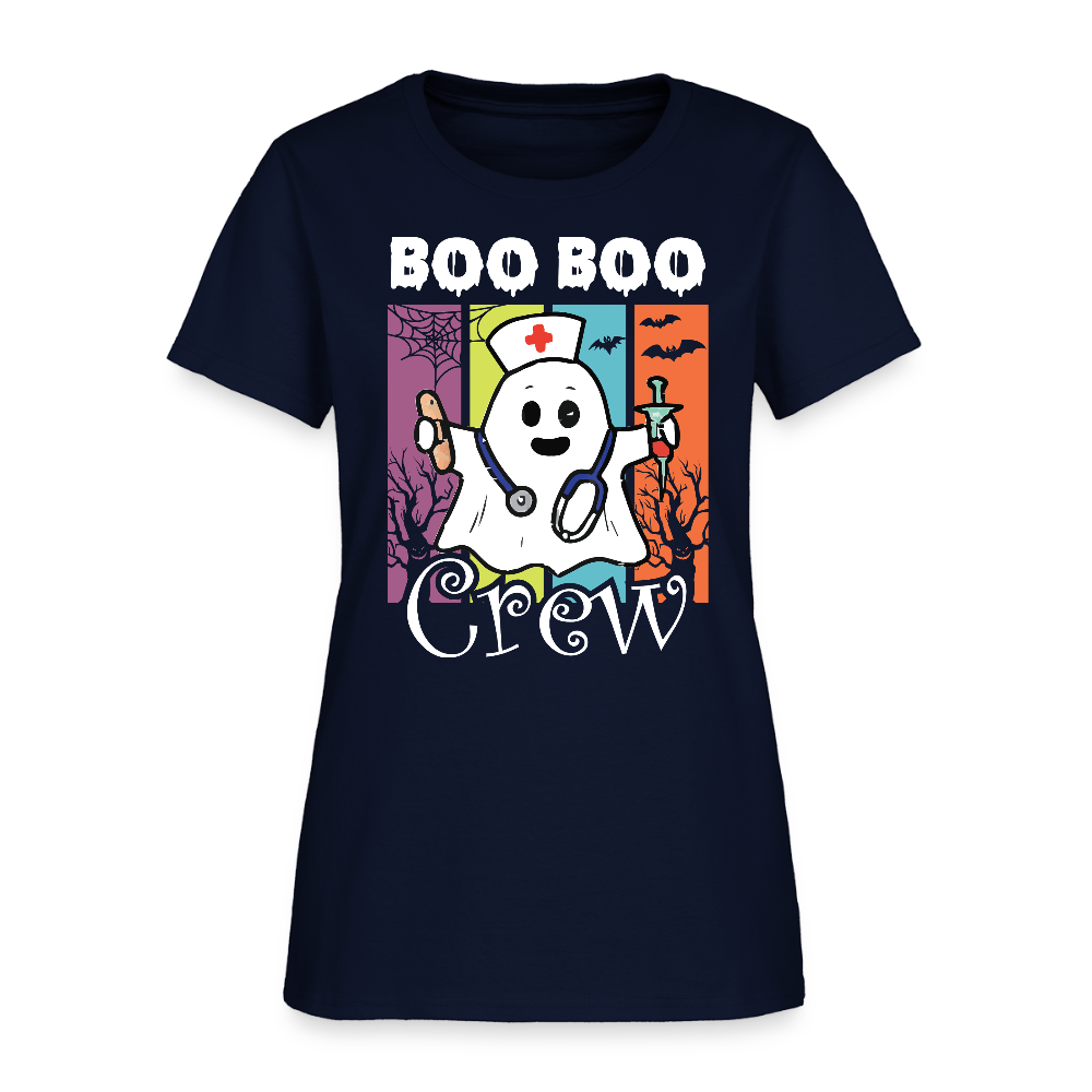 Boo Boo Crew Funny Nurse Halloween T-Shirt - navy