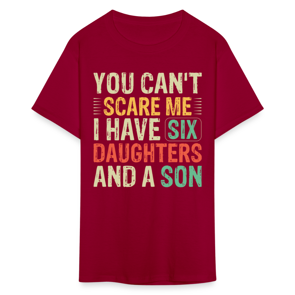 Gifts For Parents With Six Daughters And A Son Fathers Day T-shirt - dark red