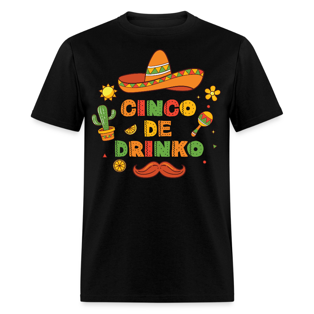 Sombrero and Mustache Party Tee Funny Cinco de Mayo drinking T-shirt - black