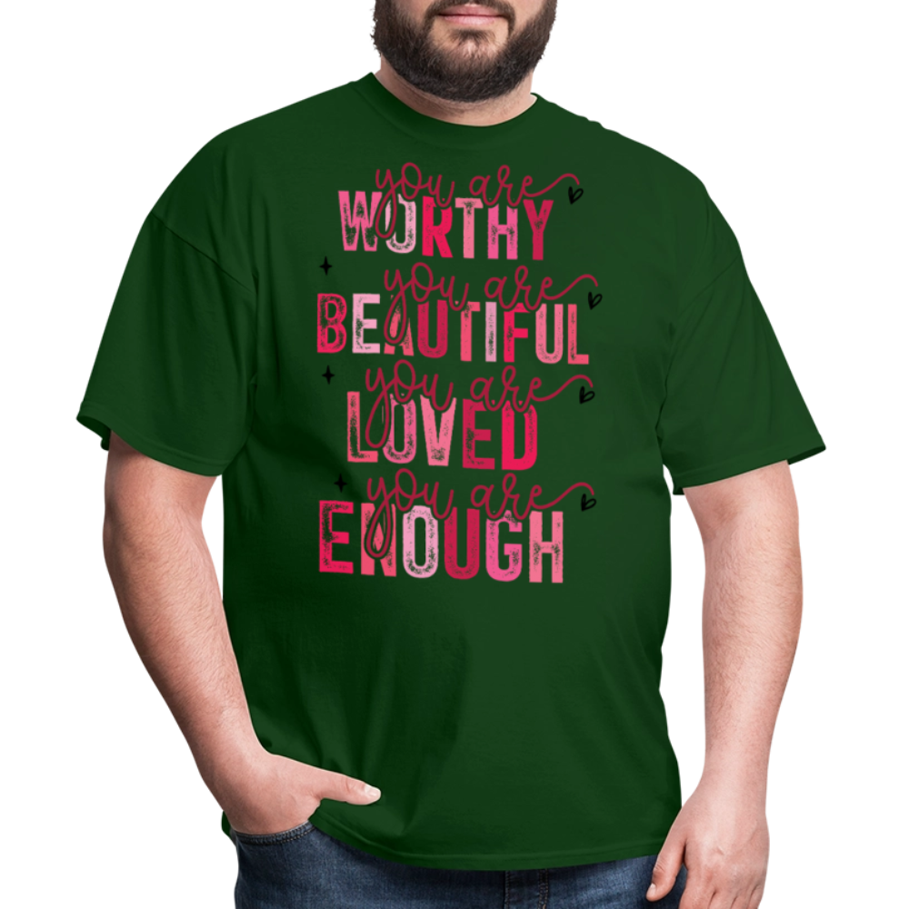 Self-Love Graphic Tee You Are Enough Motivational T-shirt - forest green