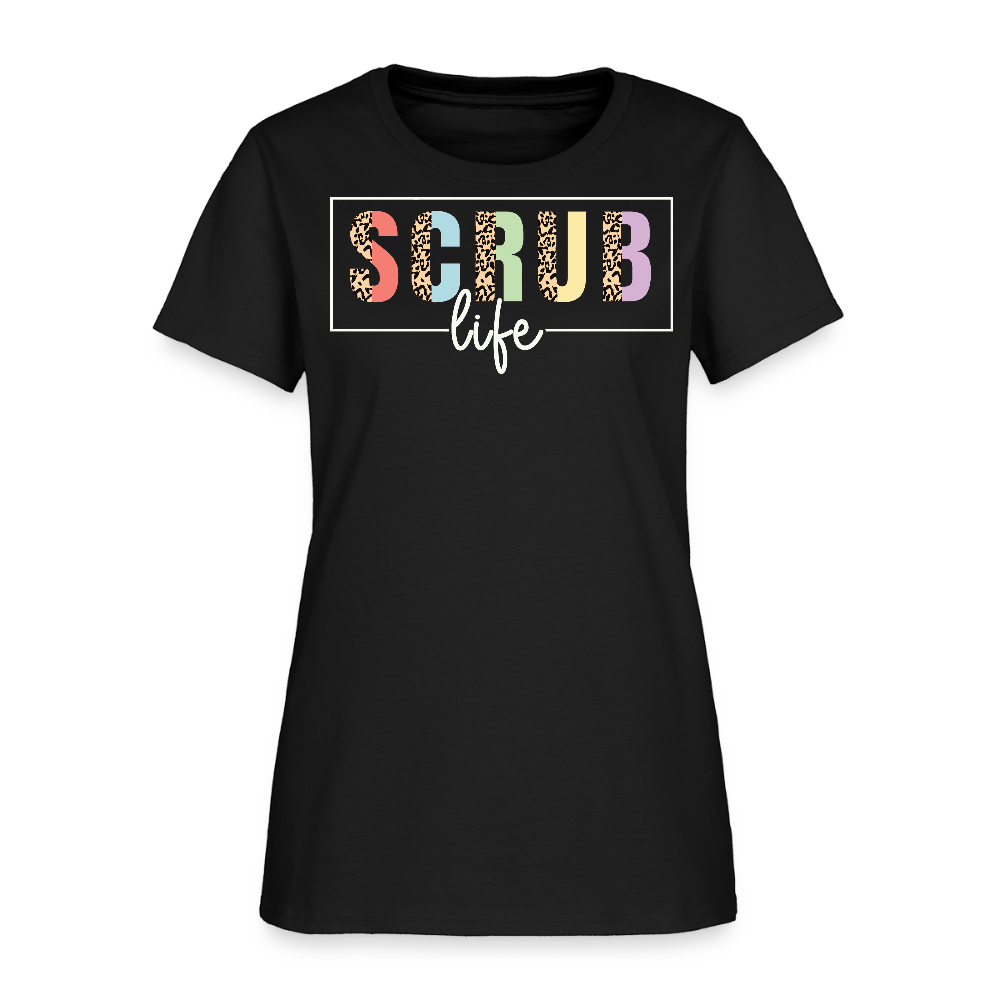 Scrub Life Leopard Print Nurse T-Shirt - black