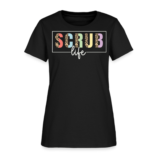 Scrub Life Leopard Print Nurse T-Shirt - black