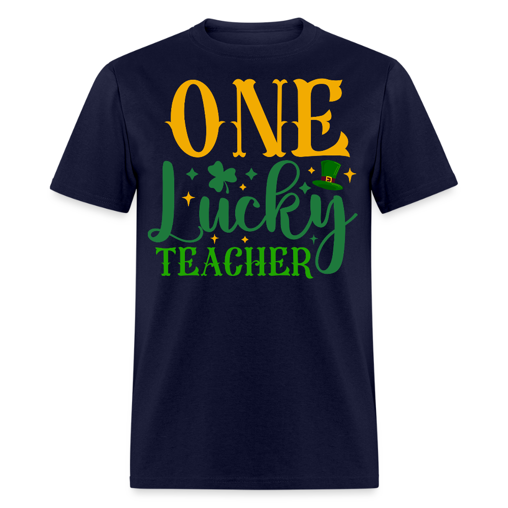 Lucky Teacher St Patrick’s Day Clover T-shirt - navy