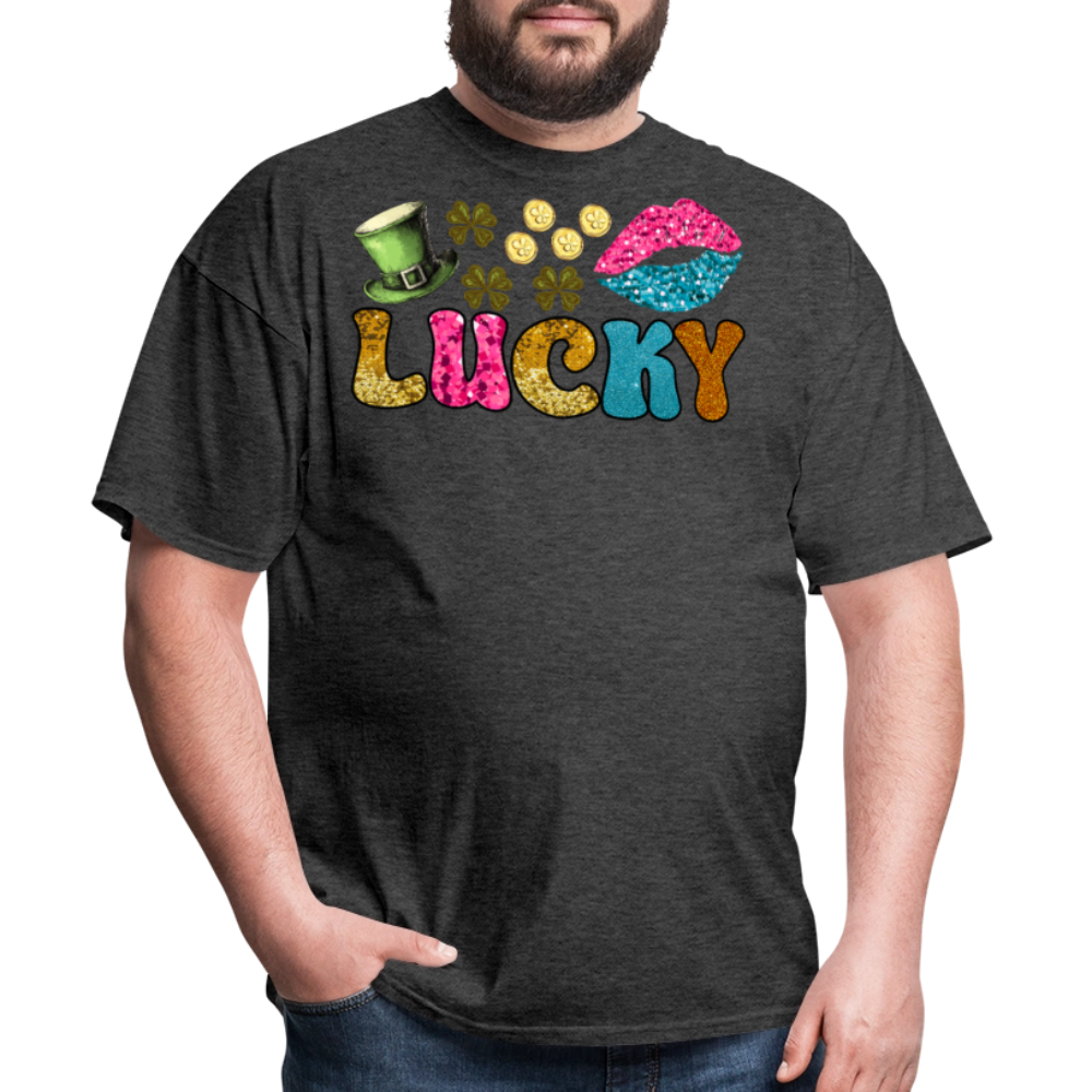 Lucky Charm Graphic Tee For Festive Wear T-shirt - heather black