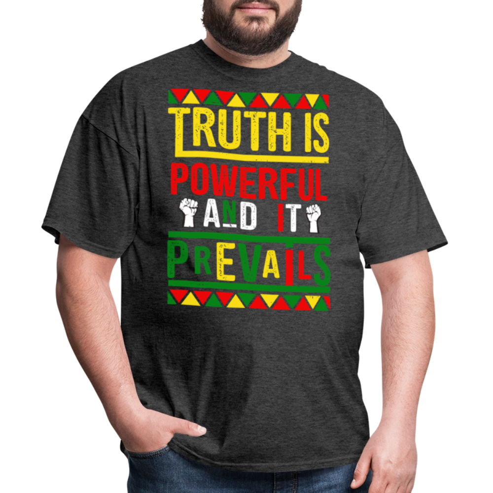 Motivational Truth Prevails Graphic Tee Powerful Truth Quotes T-shirt - heather black