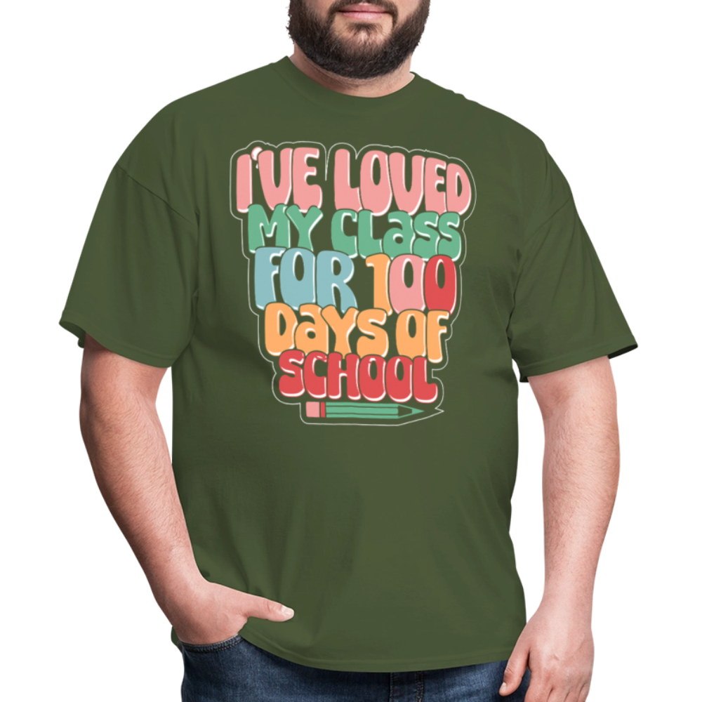 100 Days Of School Tee For Teachers 100 Days Of Learning Teacher T-shirt - military green