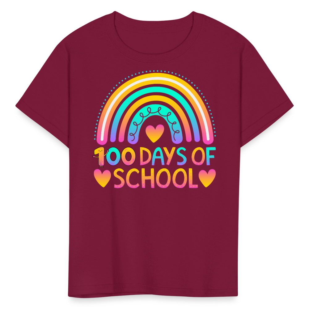 Rainbow 100 Days of School Kids' T-Shirt - burgundy