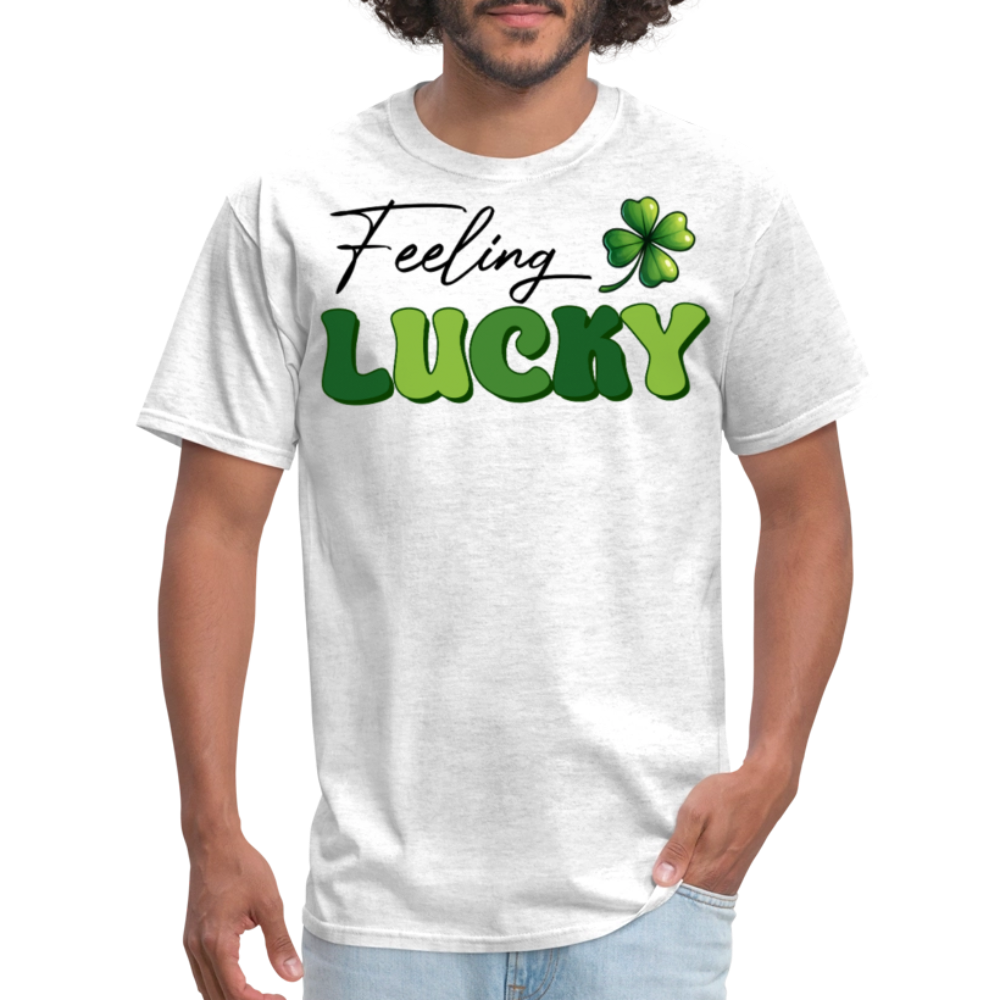 Green Four-leaf Clover Lucky Charm T-shirt - light heather gray