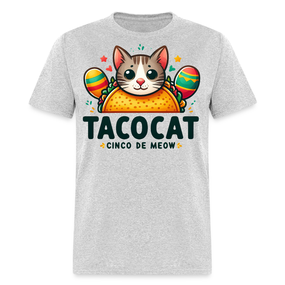 Cinco de Meow Cat Lover Gift Idea Cat and Taco Pun T-shirt - heather gray