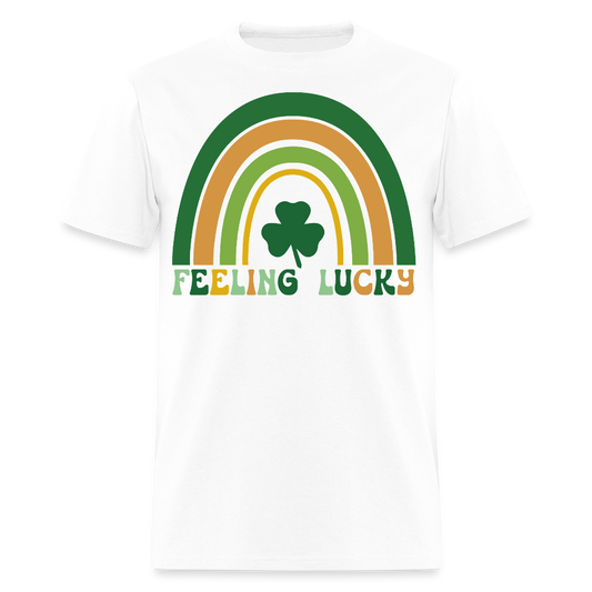 Feeling Lucky Shamrock St Patrick’s Day Rainbow T-shirt - white