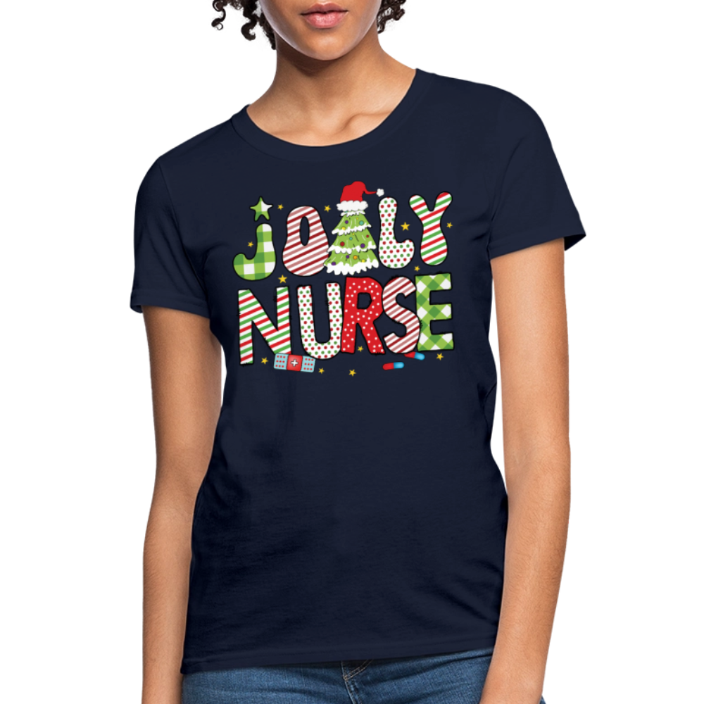 Jolly Nurse Tee Christmas Gift for Nurses T-Shirt - navy
