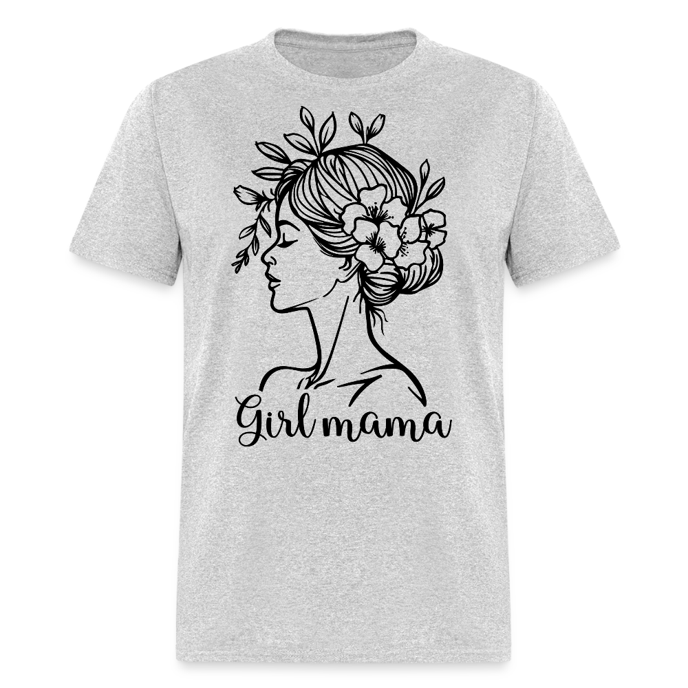 Trendy Girl Mama Graphic Floral Mom Life T-shirt - heather gray