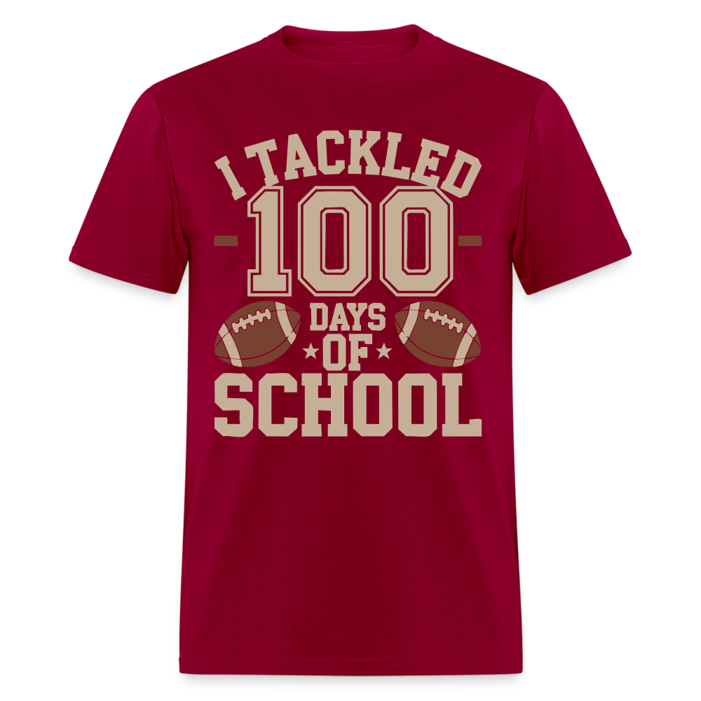 100 Days Of School Tee For Teachers Funny Football Themed School T-shirt - dark red