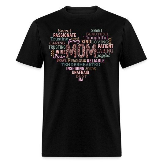 Heart Shaped Word Art Gift For Mom T-shirt - black