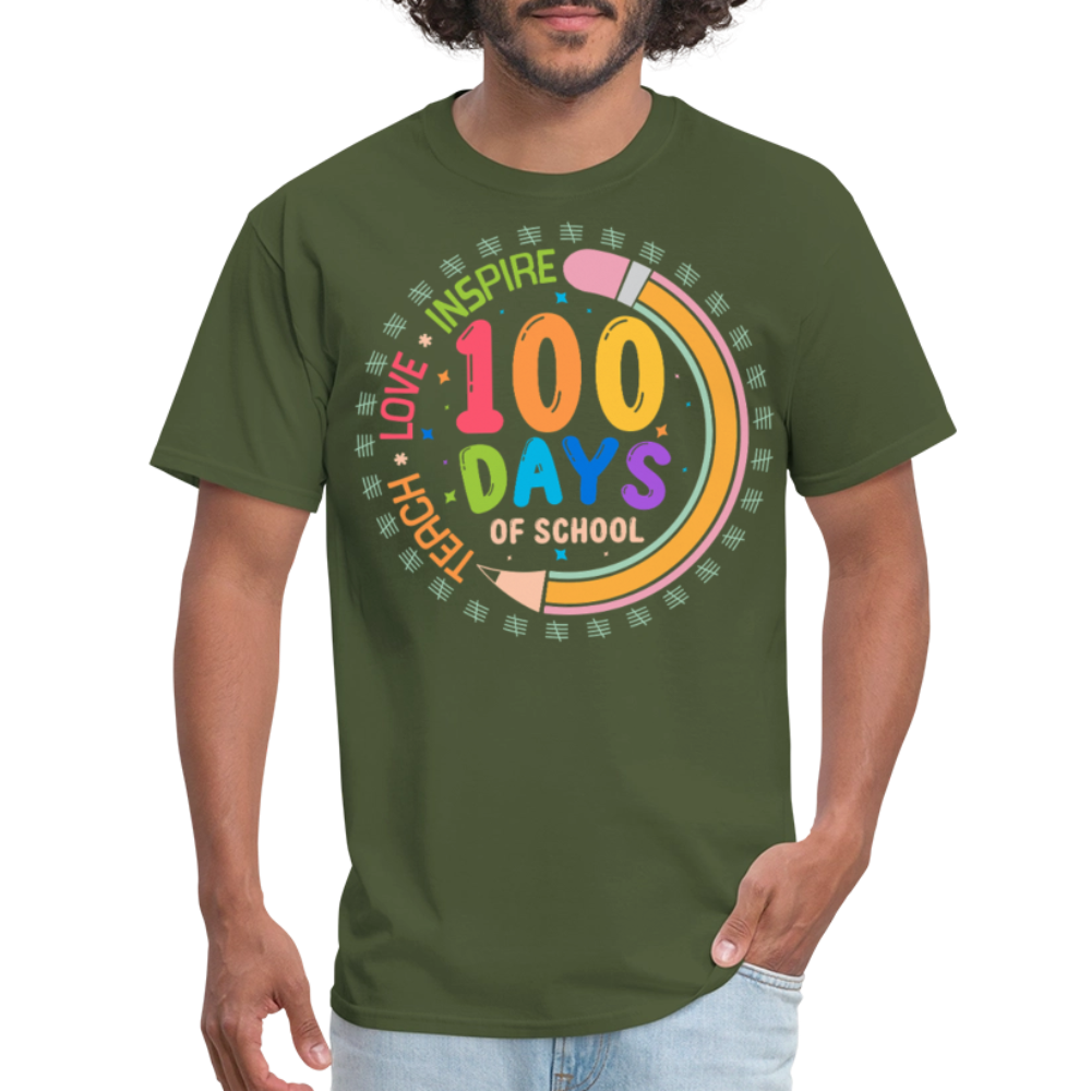 100th Days Of School Shirt For Teachers School Milestone Celebration T-shirt - military green