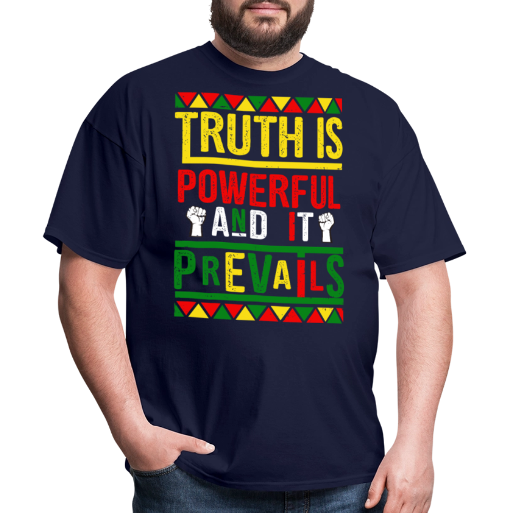 Motivational Truth Prevails Graphic Tee Powerful Truth Quotes T-shirt - navy