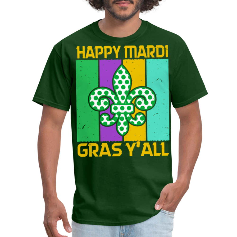 New Orleans Festival Tee Southern-style Mardi Gras Y’all T-shirt - forest green